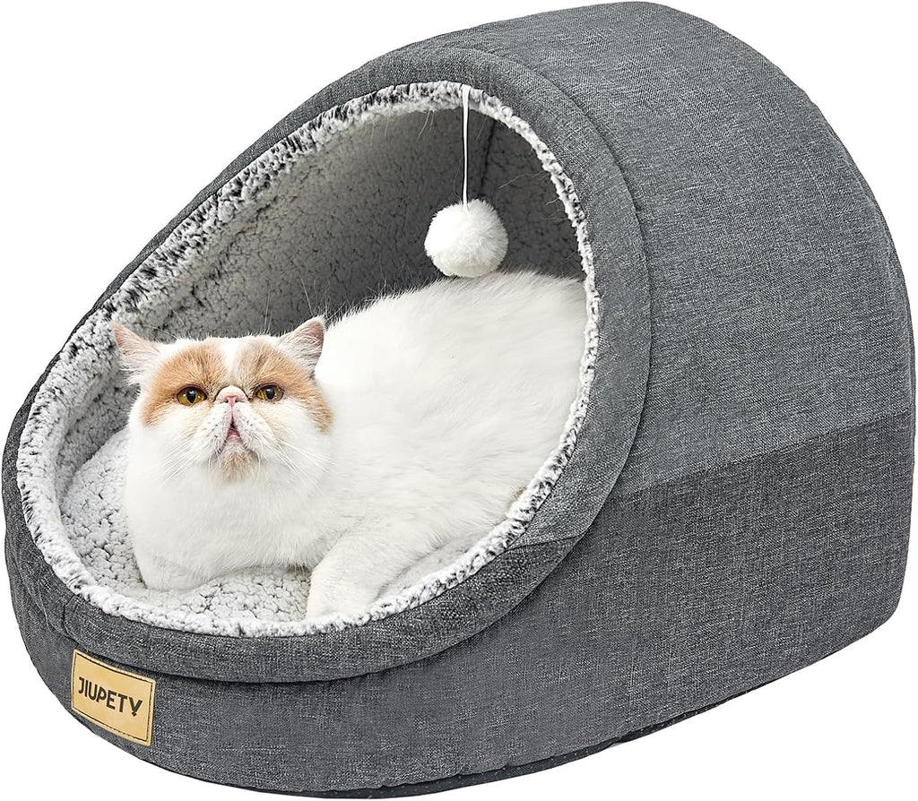 Dark gray cat cave bed for indoor pets