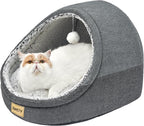 Dark gray cat cave bed for indoor pets