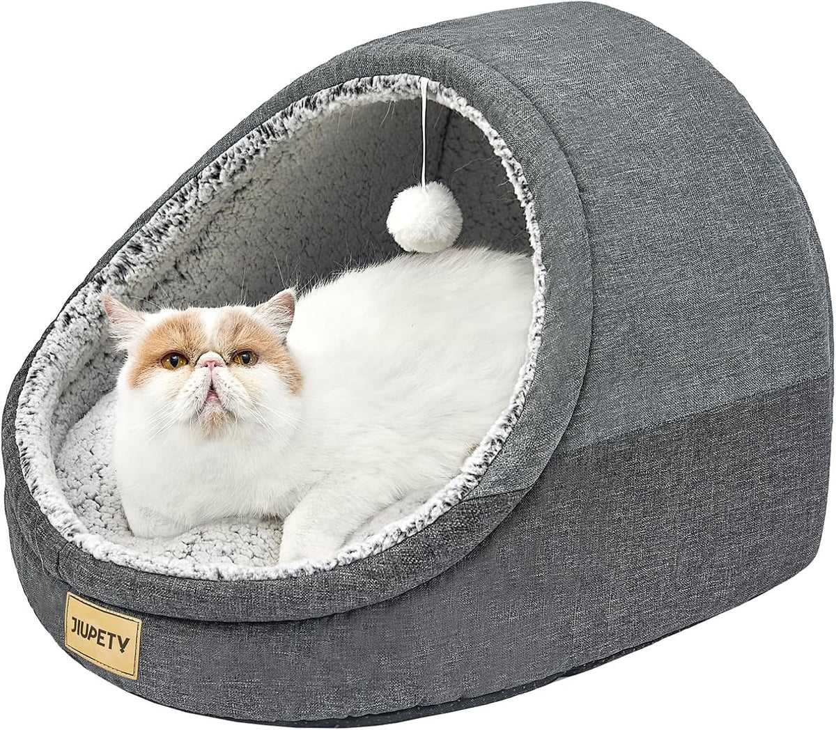 Dark gray cat cave bed for indoor pets