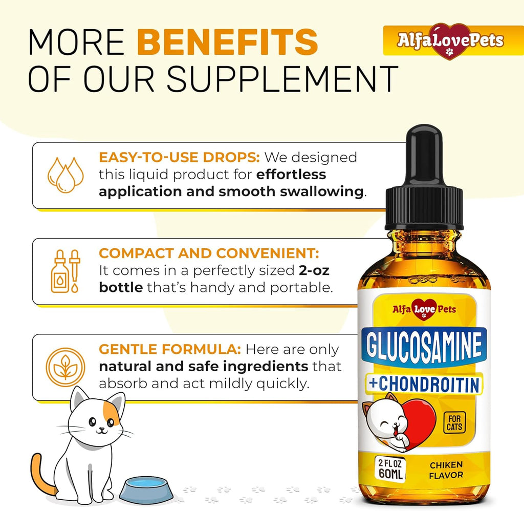Liquid supplement for cat hip and joint mobility