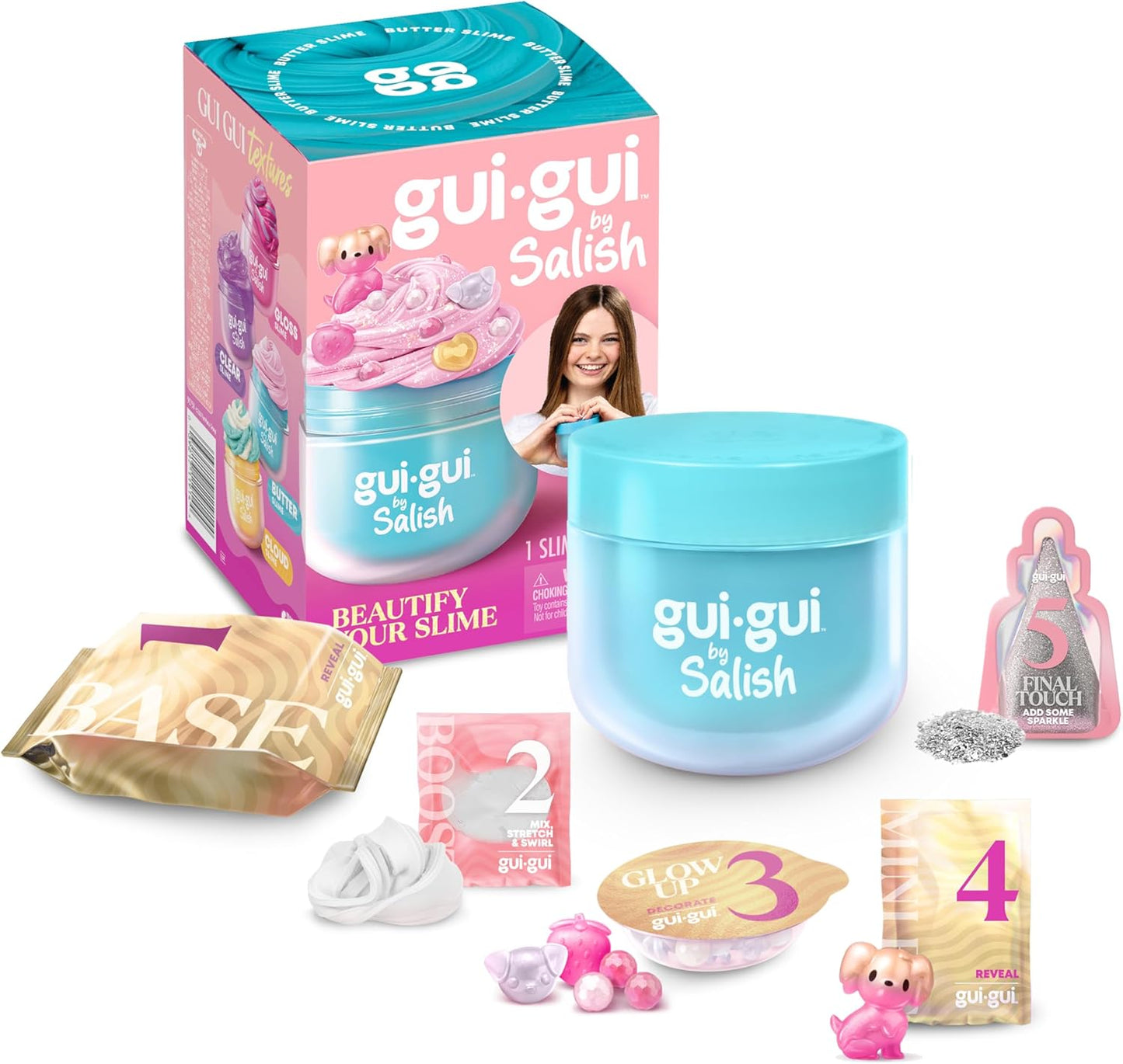 Gui Gui by Salish slime kit packaging front view featuring pink and white box