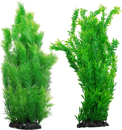 Kathson aquarium plants plastic realistic tall fish tank seaweed decorations front view