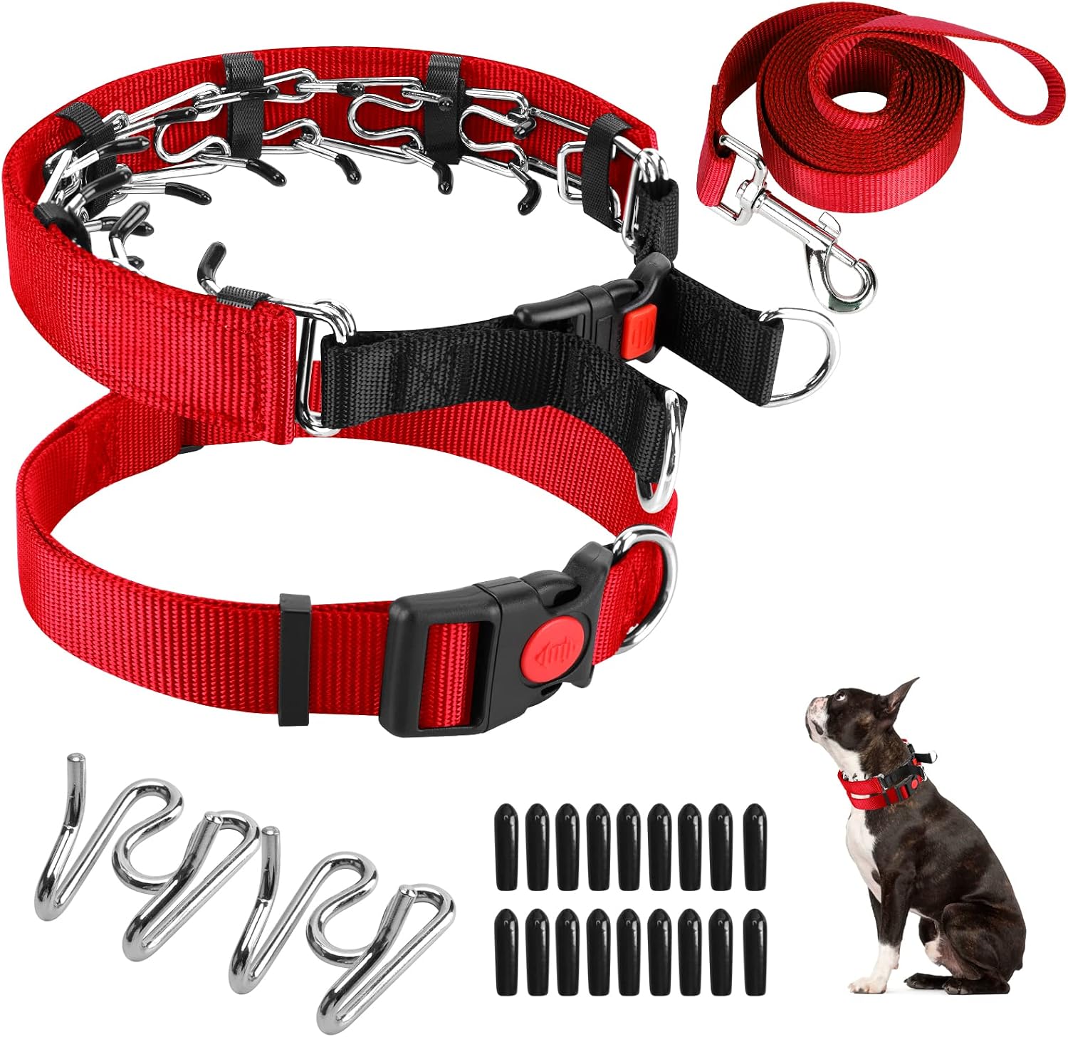Prong Training Collar with Comfort Tips and Quick Release Snap Buckle - Dog Choke Pinch Collar with Nylon Cover - Image 11