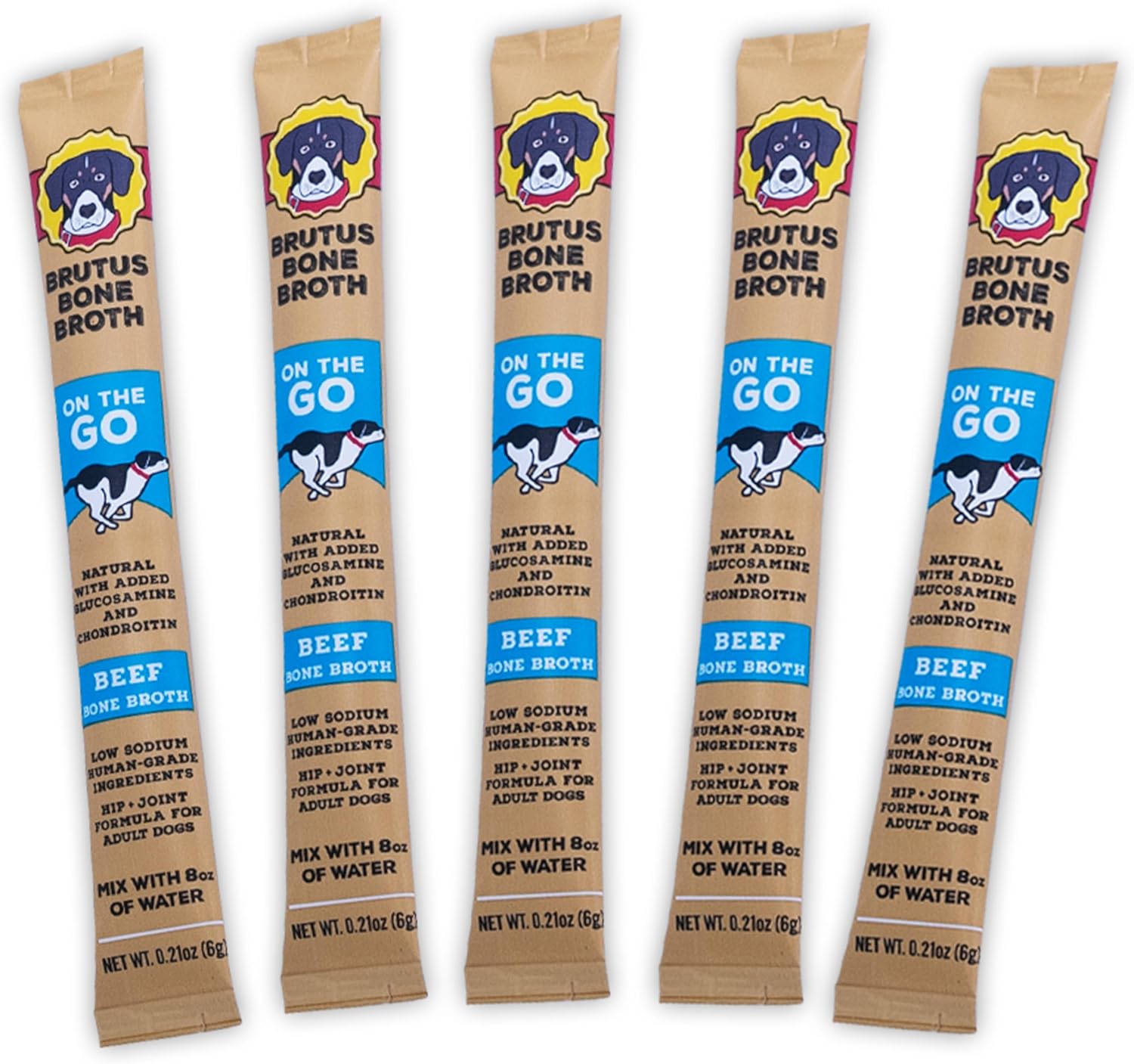 Brutus Bone Broth for Dogs - Bone Broth Powder with Chondroitin Glucosamine & Turmeric - Human Grade Food Toppers for Dry Food & Picky Eaters - 10 Stick (Beef) - Image 10