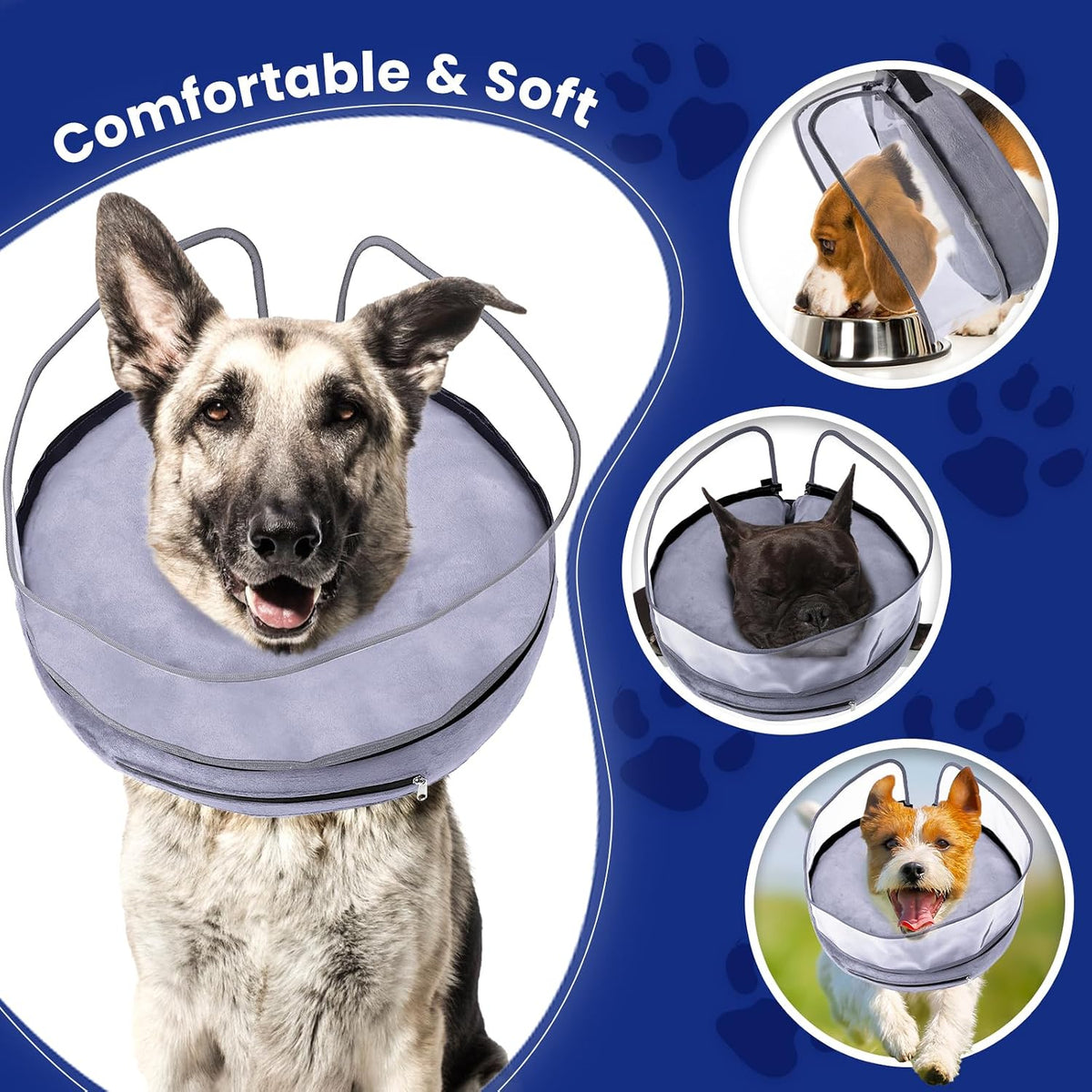 BARKLESS patented protective collar with collar loops for secure attachment to regular dog collar
