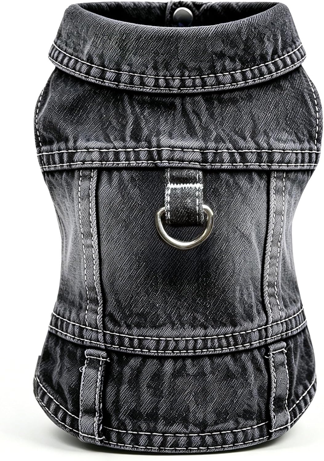 Dog Jean Jacket, Blue Denim Shirt Classic Lapel Vest Coat Costume Puppy T-Shirt, Comfort Tank Top Cool Apparel, Washed Pet Clothes for Dogs Boy Girl (with D-Ring, Medium) - Image 12