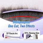 FOGOSP seven inch purple curved thinner scissors showing fifty four teeth detail