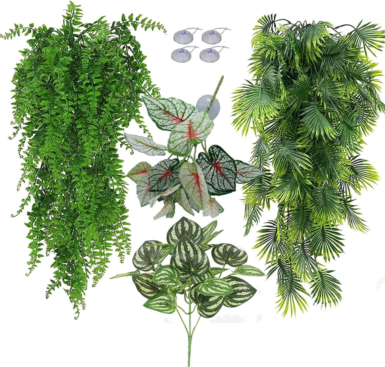 Reptile Plants for Bearded Dragon Tank Accessories, Terrarium Plant Artificial Decor for Snake Cage, Fake Plant for Leopard Gecko Habitat, Lizard Chameleon Ball Pythons (Group BN) - Image 9