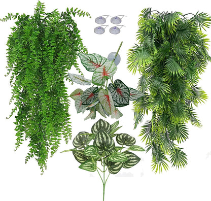 Reptile Plants for Bearded Dragon Tank Accessories, Terrarium Plant Artificial Decor for Snake Cage, Fake Plant for Leopard Gecko Habitat, Lizard Chameleon Ball Pythons (Group BN) - Image 9