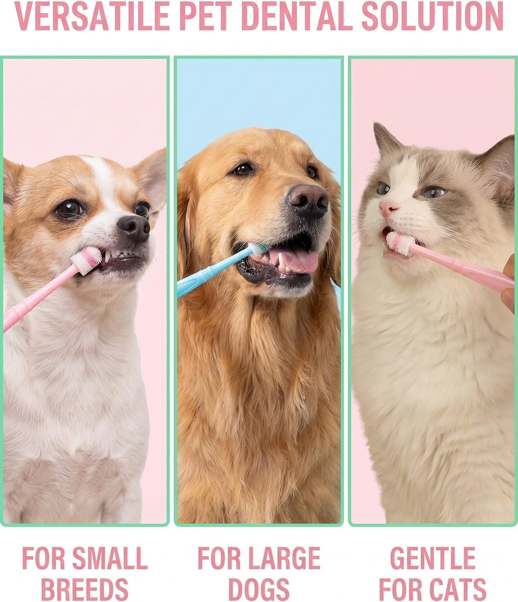 Pink pet toothbrush with ultra soft bristles for sensitive gums