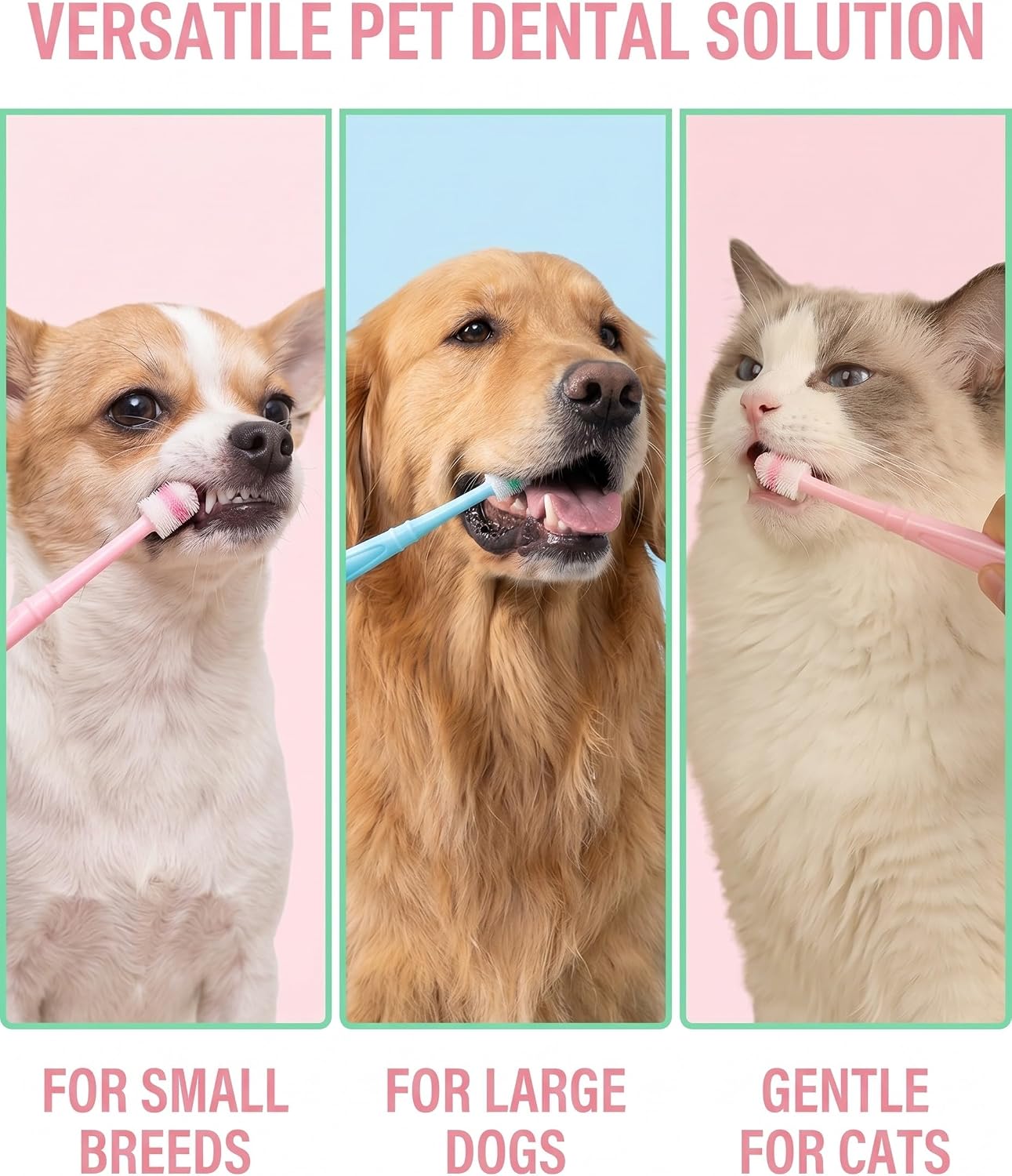 Pink pet toothbrush with ultra soft bristles for sensitive gums