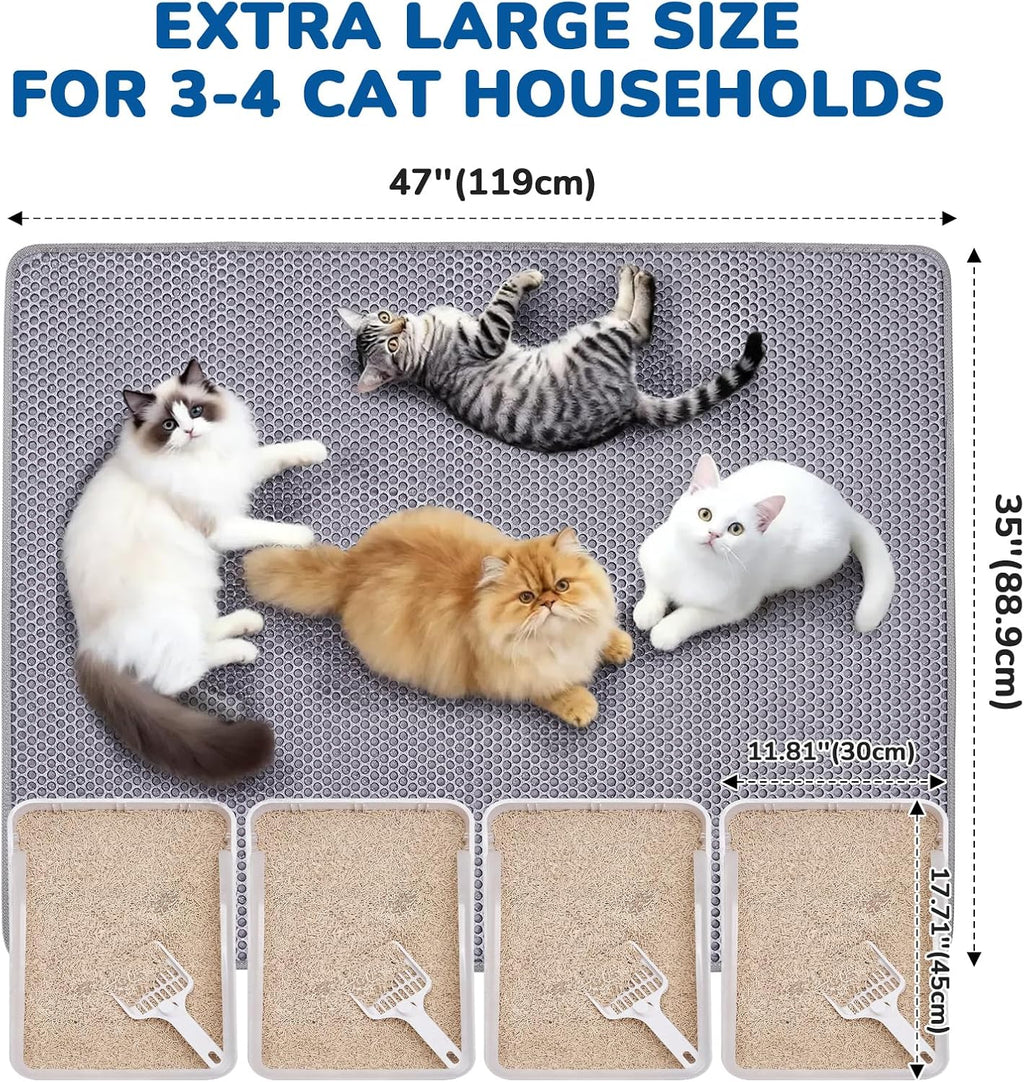 Waterproof and urine proof bottom layer of large grey cat mat protecting floor