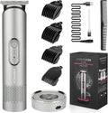 PRITECH beard trimmer for men front view showcasing the nebula gray finish and ergonomic handle