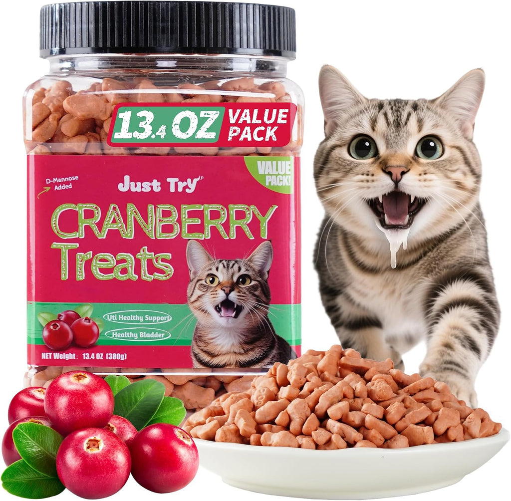 Just Try Urinary Tract Health Cat Treats front view jar for indoor feline wellness.