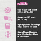 PureBites 57 gram salmon cat treats container display