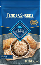 Blue Buffalo Tender Shreds Tasty Chicken Topper and Beef & Chicken Topper Natural Dog Food Complement, 2.5-oz. Pouch, 12-Count Variety Pack - Image 11