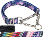 MAOWUWUJOZ martingale dog collar front view featuring bohemia flower pattern.