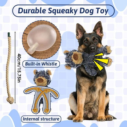 MAXBECK tough stuffed plush bear dog toy for aggressive chewers side view