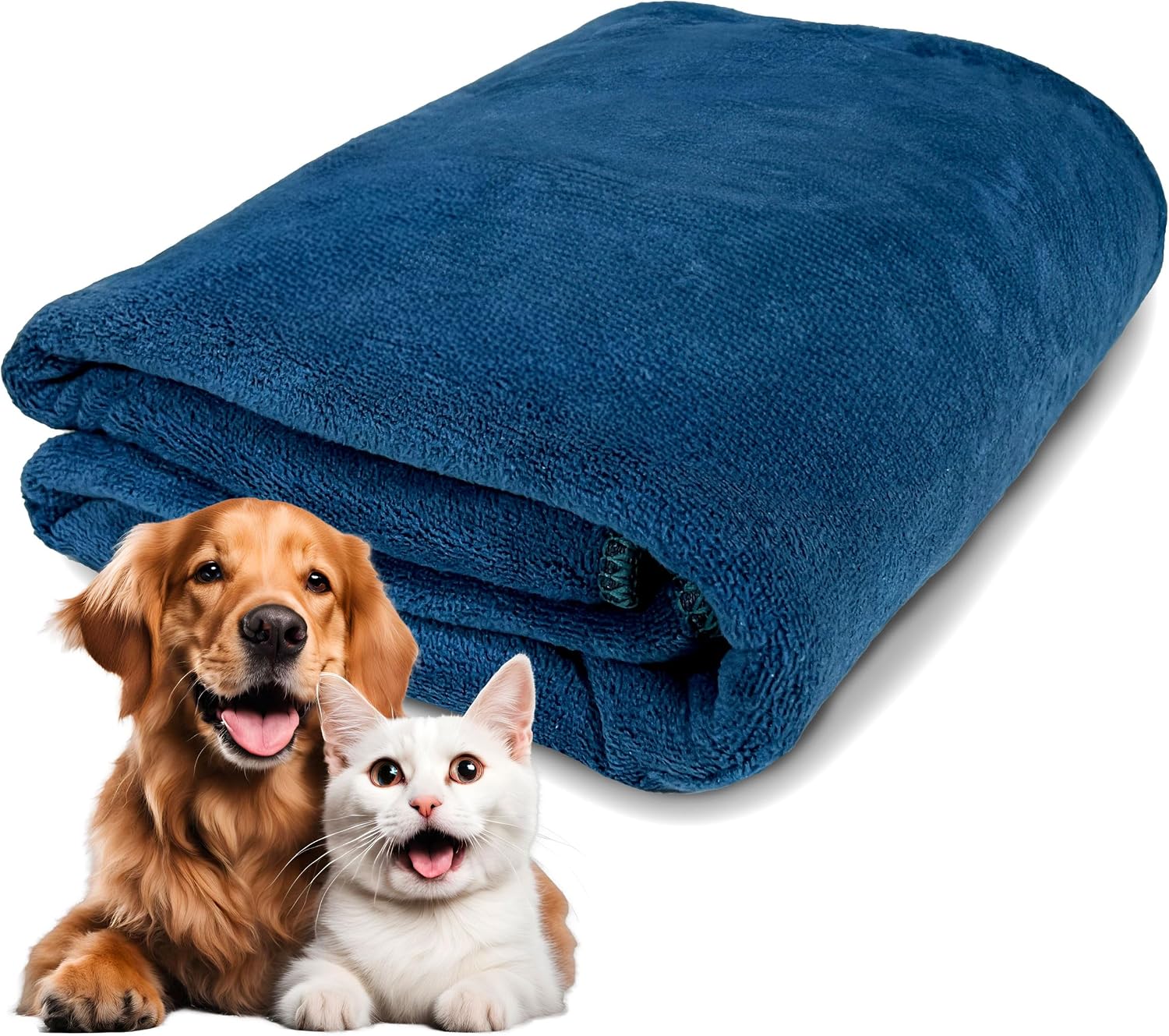 Authentic USA imported large pet towel texture demonstration highlighting the durable lint free design.