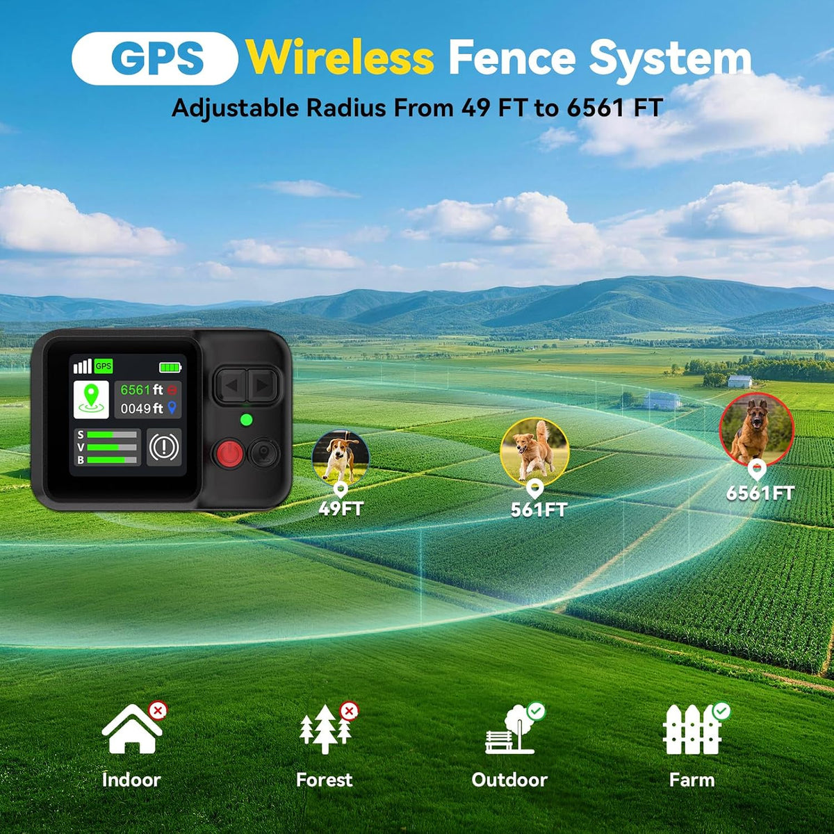 Prtrlfc wireless invisible dog fence collar with magnetic charging cable attached.