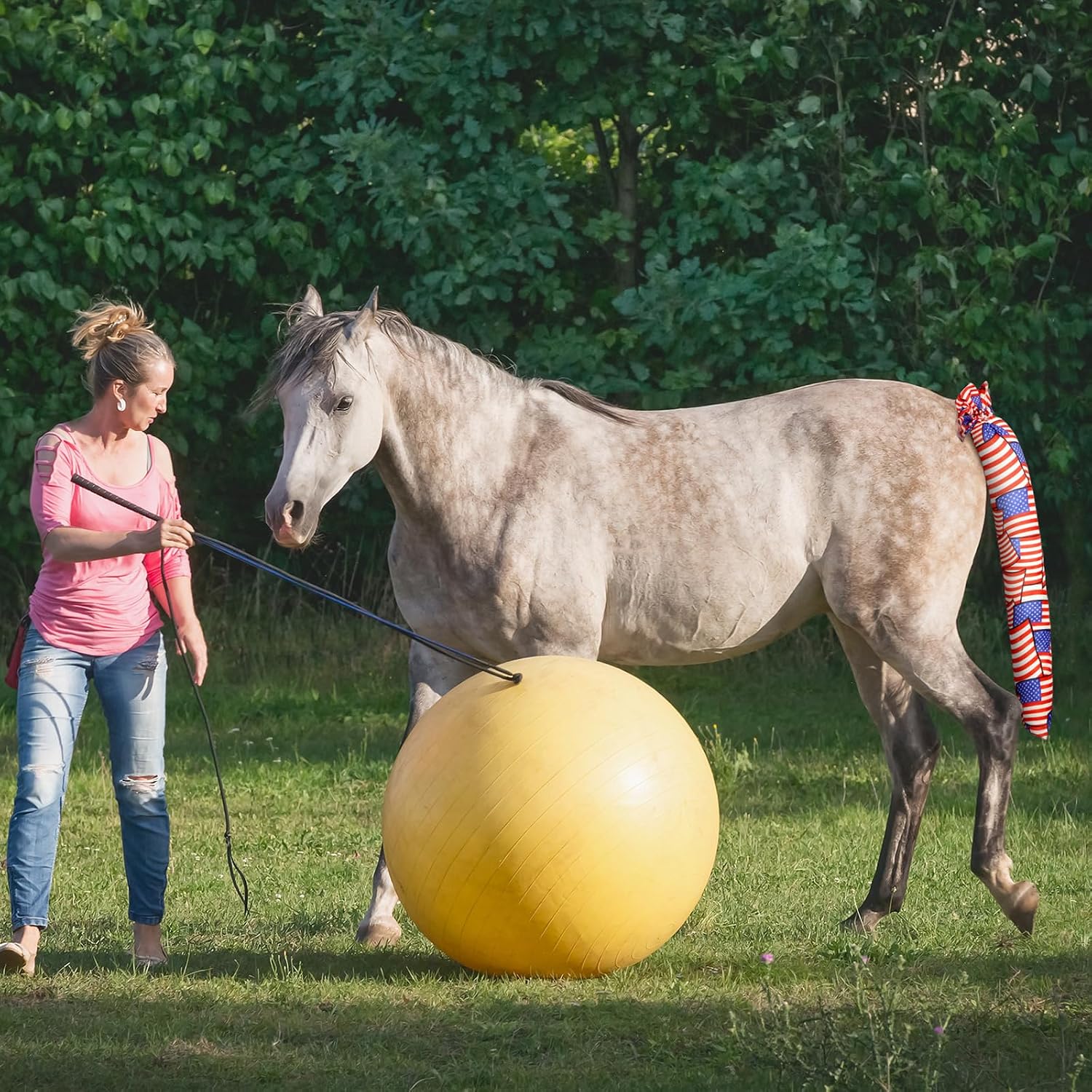 Horse tail with protective tail bag installed