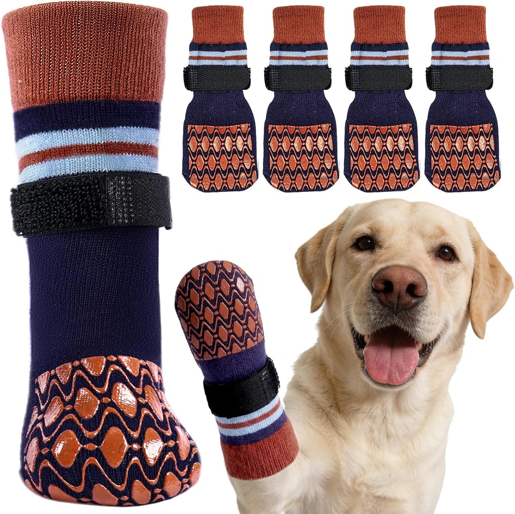 Kuoser Dog Socks for Hardwood Floors Anti Slip, Grippy Socks for Dogs to Prevent Licking Paws, Comfy Booties Dog Anti Scratch Socks Pet Protectors for Jnjured Paw, 4 Pack-S - Image 11