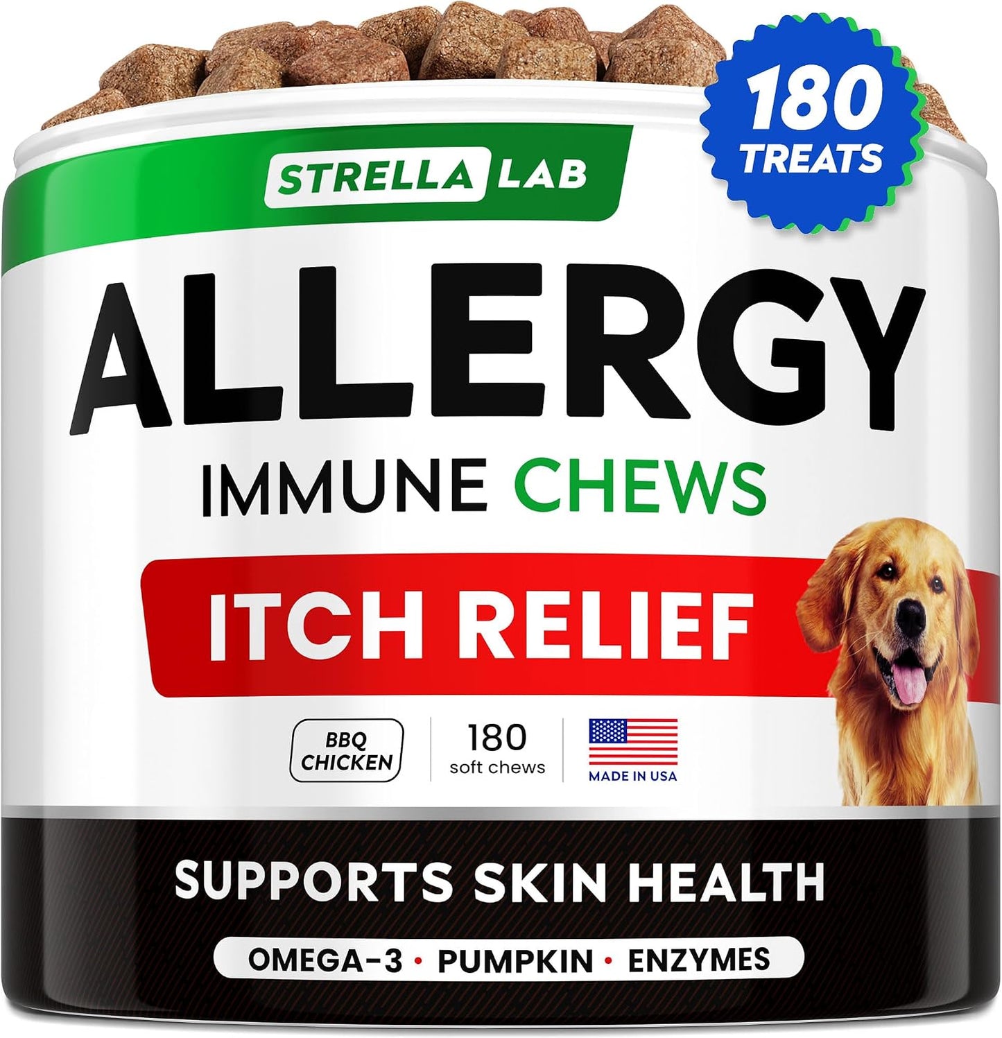 StrellaLab Fish Oil Omega 3 Treats for Dogs (180 Treats) - Allergy & Itch Relief - Skin & Coat Supplement - Joint Health - Wild Alaskan Salmon Oil - Shedding, Itchy Skin Relief - Omega 3 6 9 - EPA&DHA - Image 12