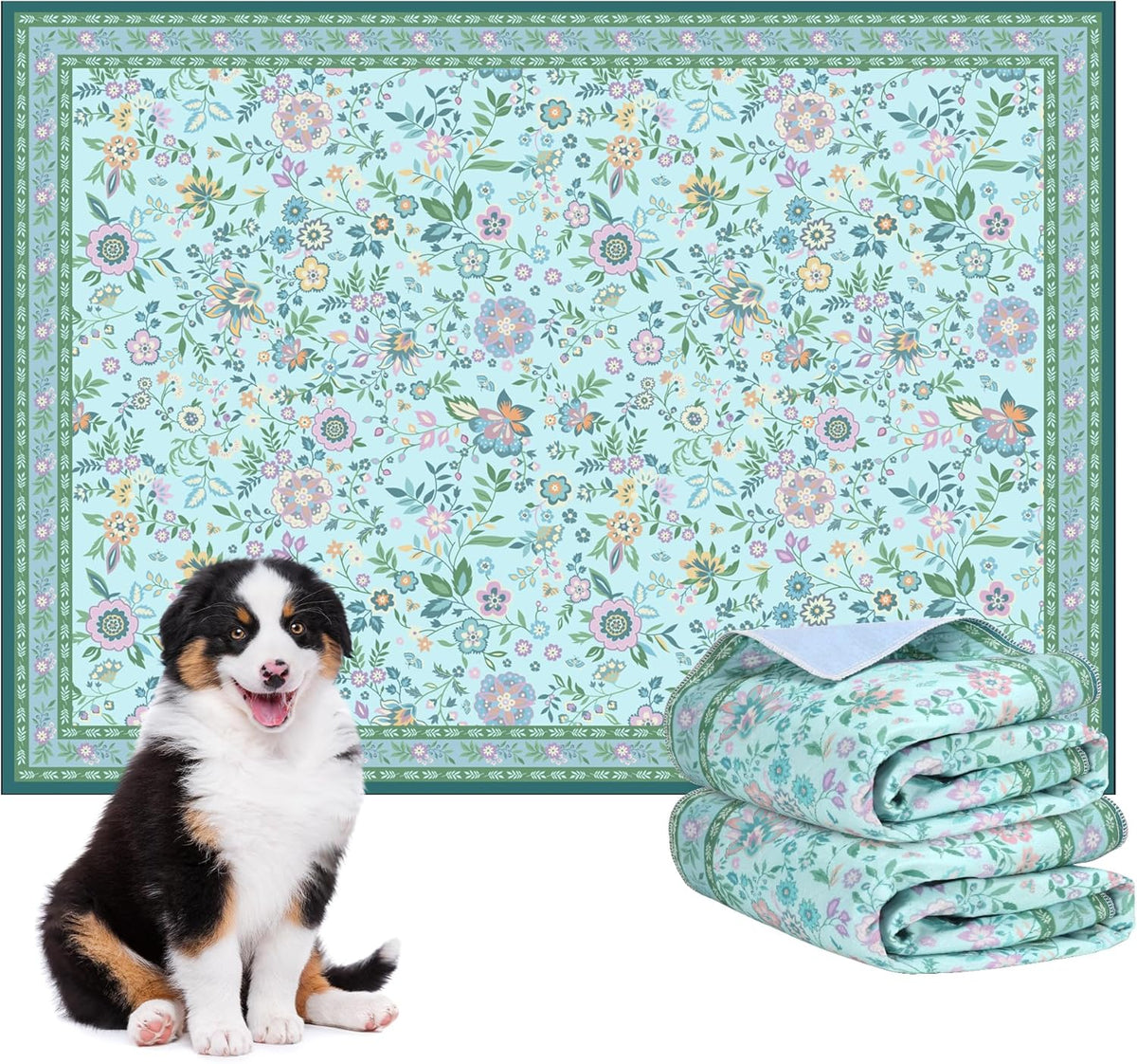 Washable Pee Pads for Dogs, 2 Pack Super Absorbent Reusable Puppy Pads with Colorful Flowers Patterns for Potty Training, Floor, Couch, Bed, and Crate,36"x 48" - Image 14