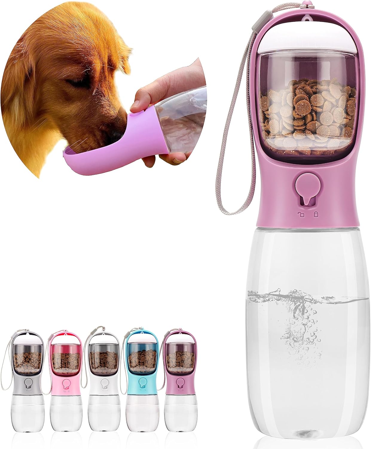 Dog Water Bottle with Food Container, Portable Leak Proof Pet Water Dispenser for Walking Hiking Travel, Puppy Essentials Accessories for Small Large Dogs, Dog Gifts (10oz/15oz/19oz) - Image 9