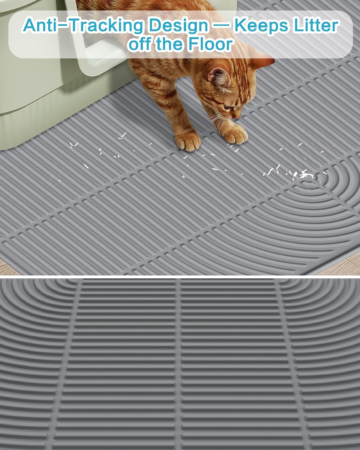 Kabeyoe cat litter trapping mat being rinsed with water for easy cleaning
