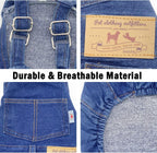 Tealots blue pet denim pants clothing styled over a white t-shirt.