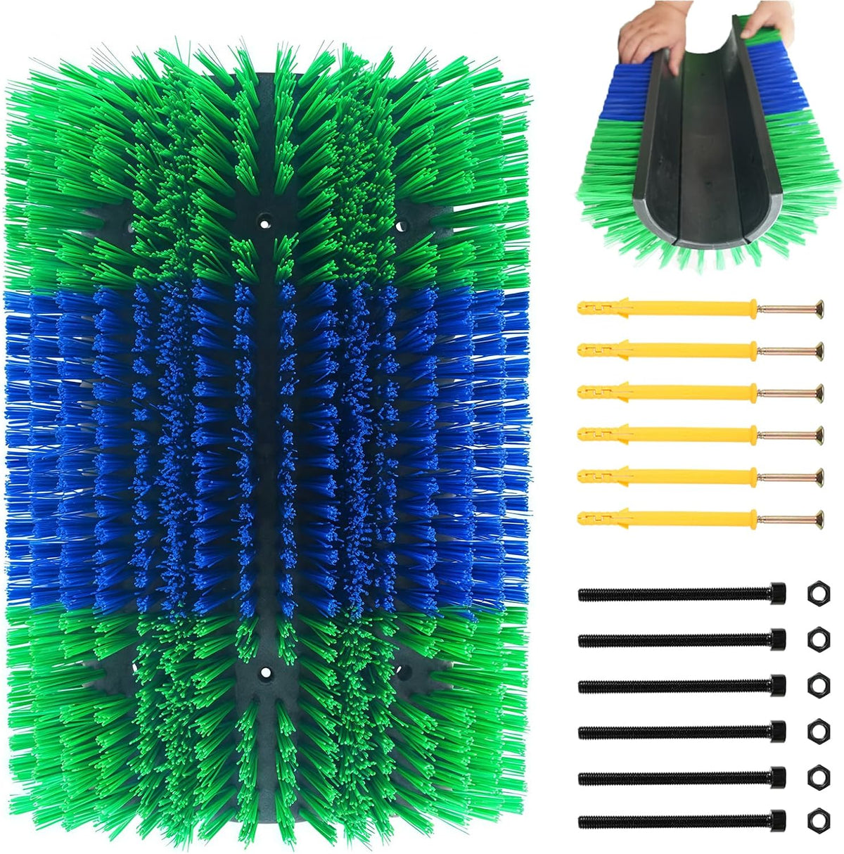 Extra Large Size Livestock Scratching Brush, Upgraded Horse/Goat/Cow/Cattle Scratcher Brush for Grooming, Itch Relief Horse Scratcher Brushes Kit with Two Sets of Mounting Screws(1-Pack,Black) - Image 11