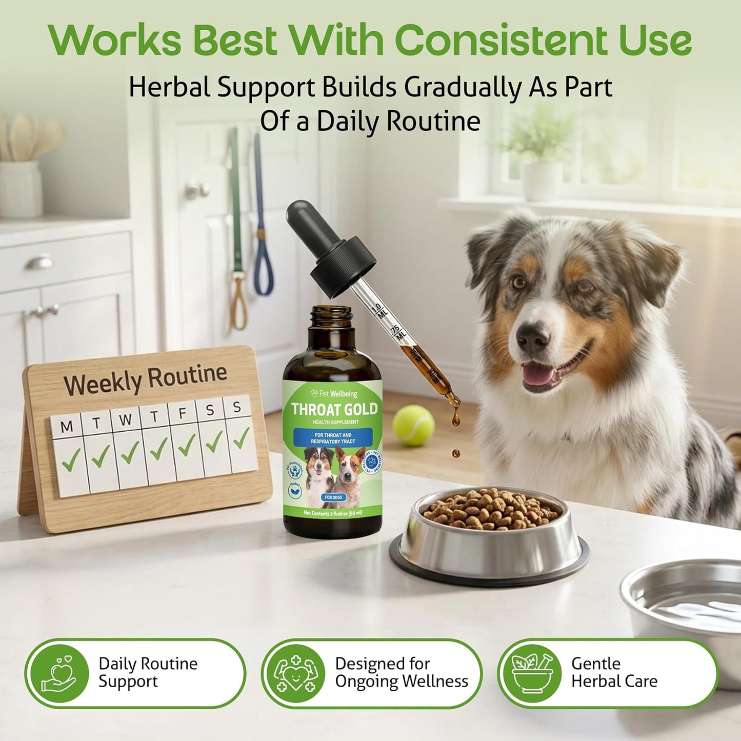 Pet Wellbeing Throat Gold for Dogs - Supports Collapsed Trachea & Throat Discomfort with Mullein & Slippery Elm for Kennel Cough - NASC Certified & Vet-Formulated 2 oz Liquid Formula - Image 9