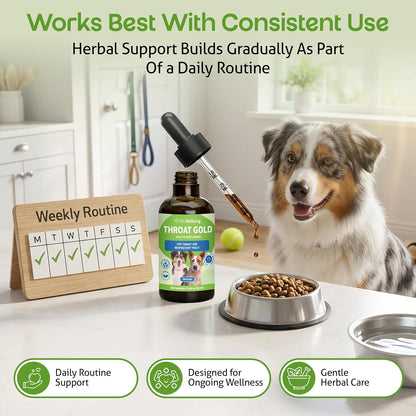 Pet Wellbeing Throat Gold for Dogs - Supports Collapsed Trachea & Throat Discomfort with Mullein & Slippery Elm for Kennel Cough - NASC Certified & Vet-Formulated 2 oz Liquid Formula - Image 9