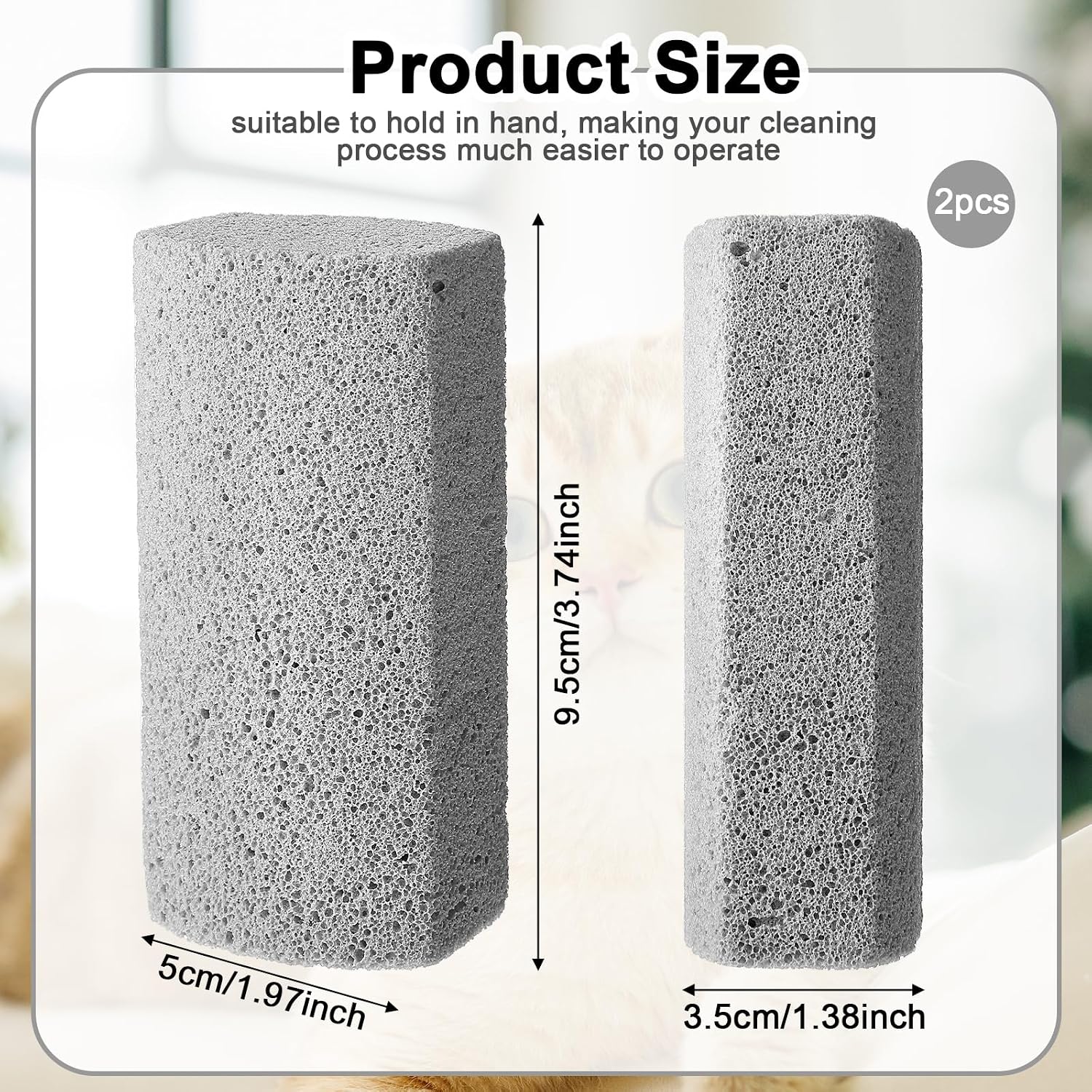 Two gray pumice stones for removing pet fur