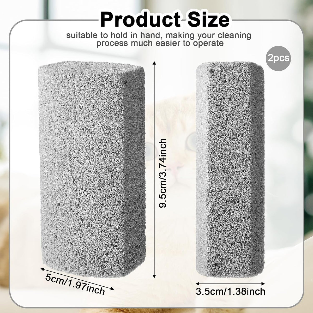 Two gray pumice stones for removing pet fur