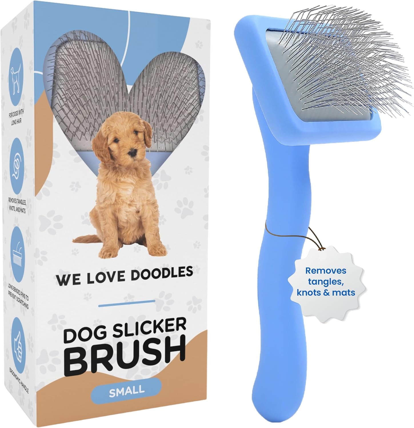 Slicker Brush for Dogs, Dog Grooming Supplies - Best Doodle & Poodle Brush for Haired Dogs - Goldendoodle Pin Detangler for Dematting (Large) - Image 10