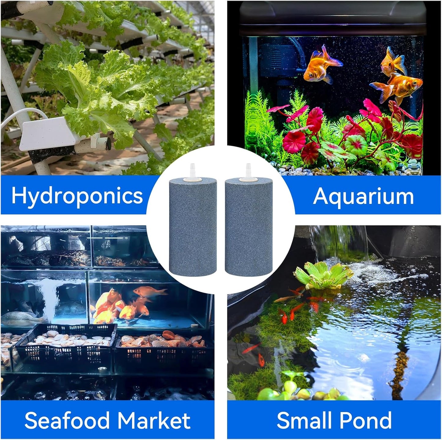 Safe non toxic mineral air stones for freshwater and saltwater aquariums.