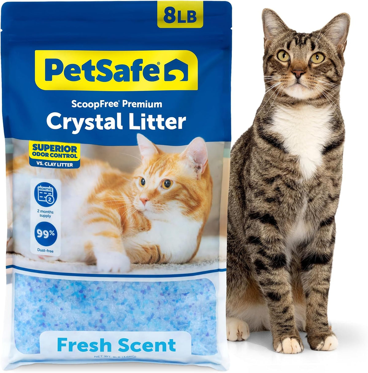 PetSafe ScoopFree Odor Control Crystal Cat Litter Fresh Scent 8 Pound bag front view