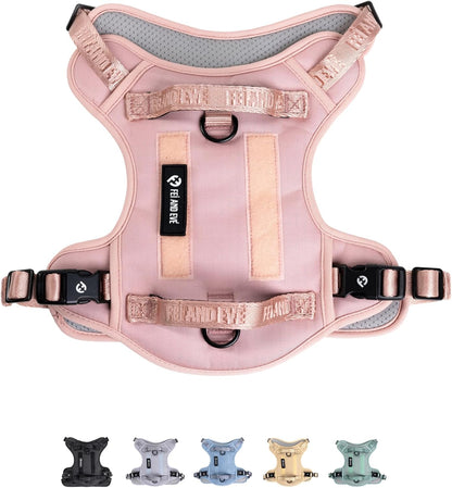 Fei and Eve classic dog harness blush pink front view