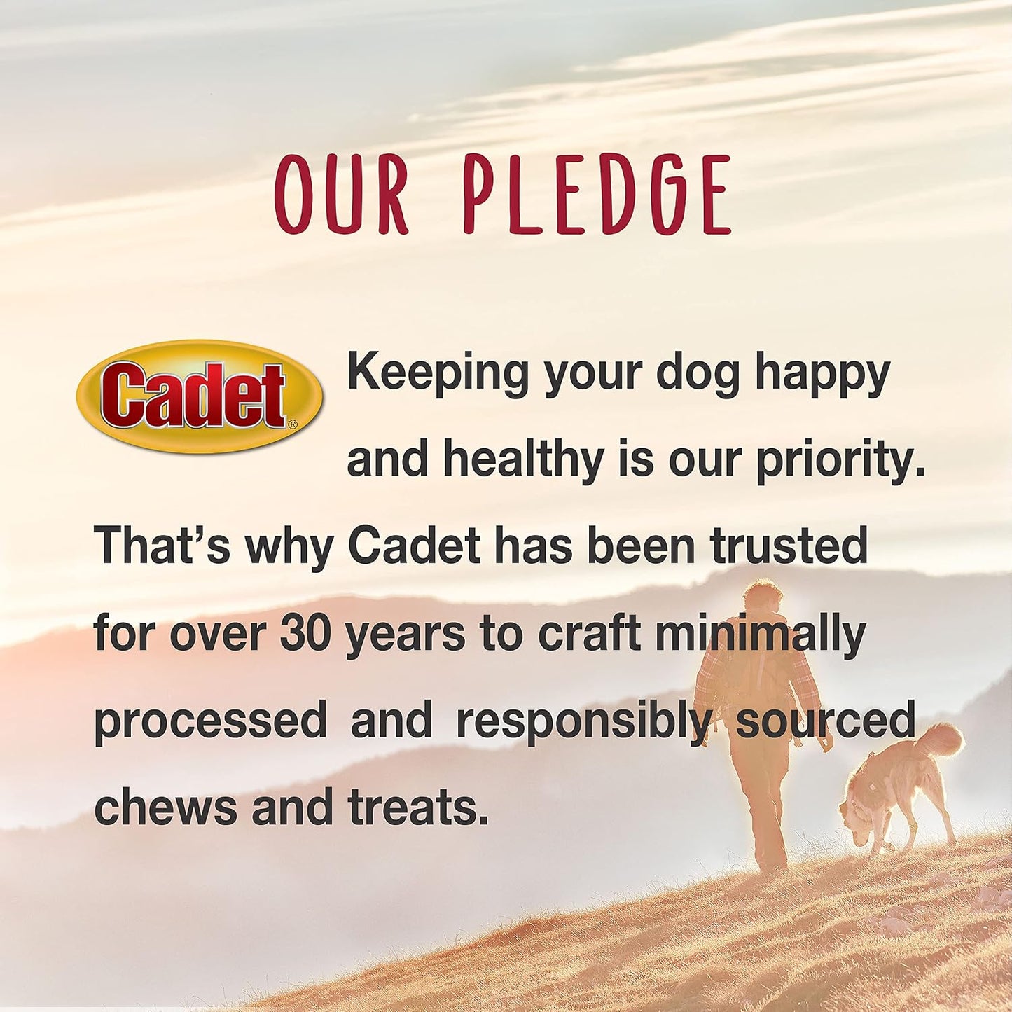 Full packaging of 50-count Cadet dog treats for easy identification