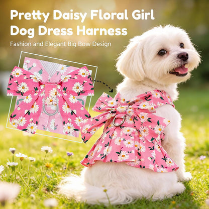 BAEJMJK cute puppy clothes small dog harness with bowknot design