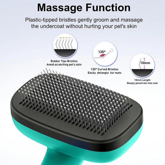Retractable pet shedding brush one click button close up