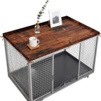 Varrisin dog crate topper cover front view on wire kennel.
