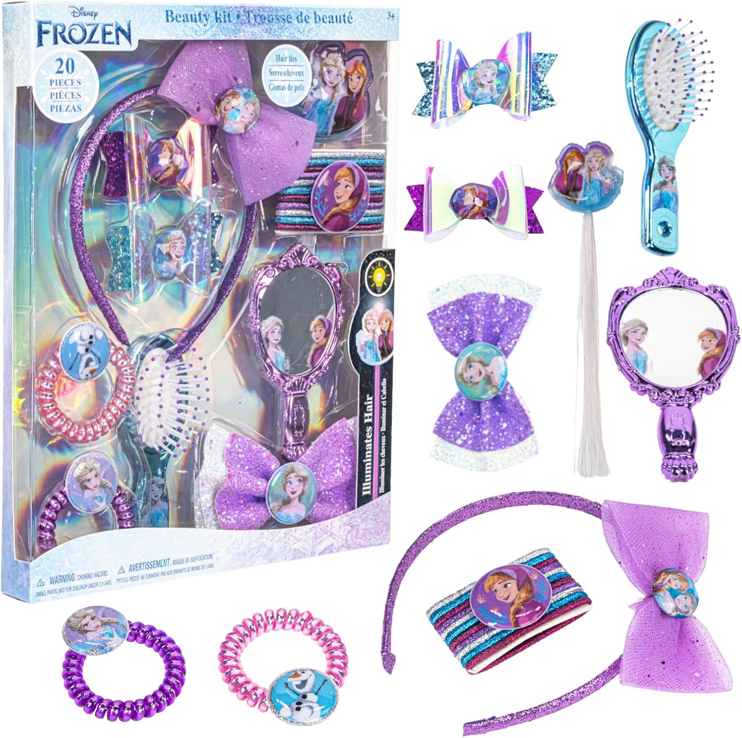 Townley Girl Disney Frozen 2 hair accessories set front view including Elsa and Anna themed beauty toys.