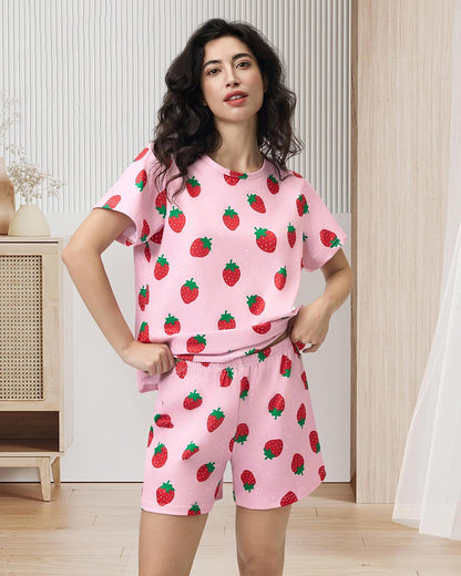 XPUDAC matching dog owner clothes strawberry sleepwear for women