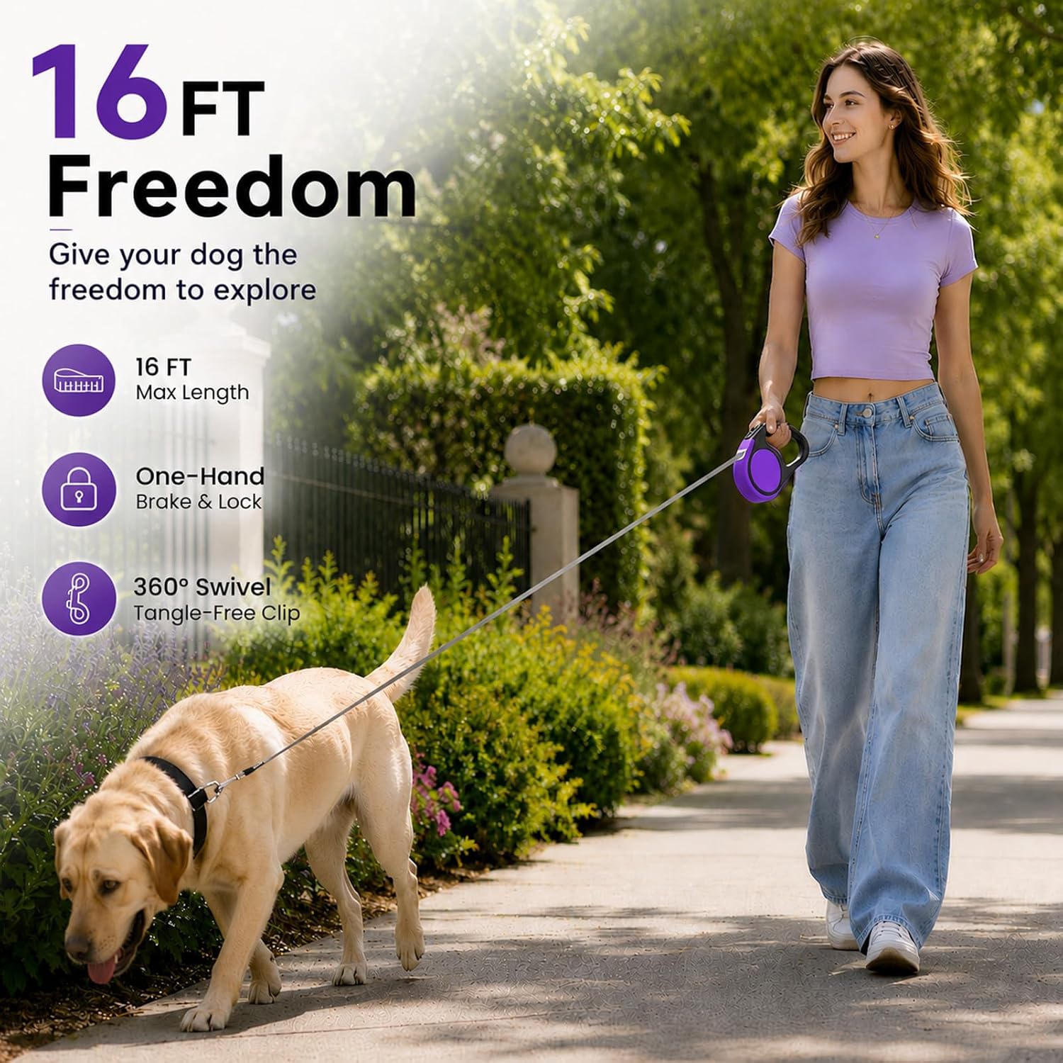 Meegood 16ft dog leash metal snap hook detail