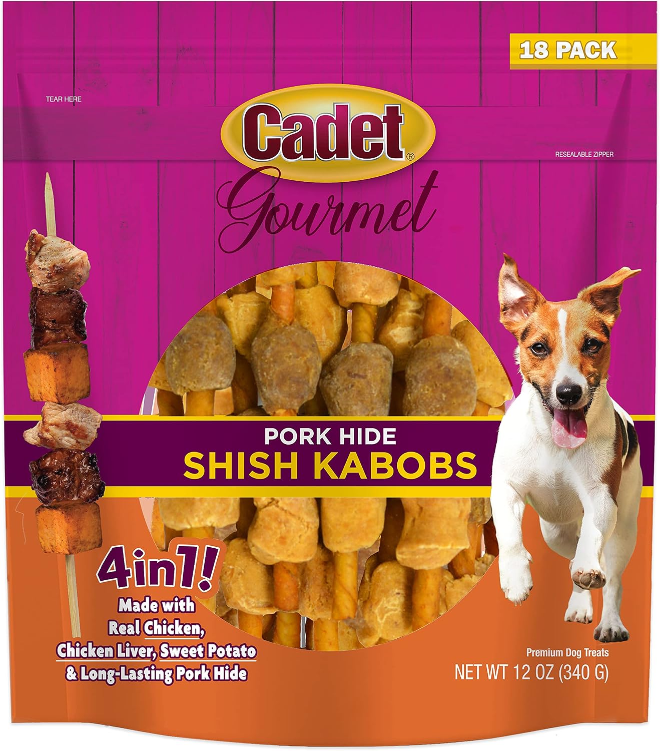 Cadet Gourmet Shish Kabob Dog Chews for Small Dogs, Rawhide Treats with Chicken, Duck and Sweet Potato, Healthy & Natural Beef Hide, 5-Inch Sticks, 24 oz - Image 14