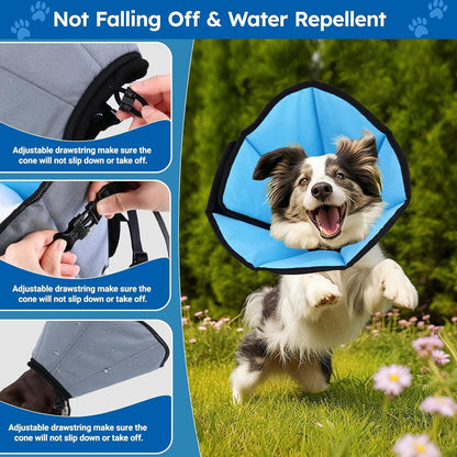 Secure hook and loop fastener strip on the adjustable ipetstation dog recovery collar.