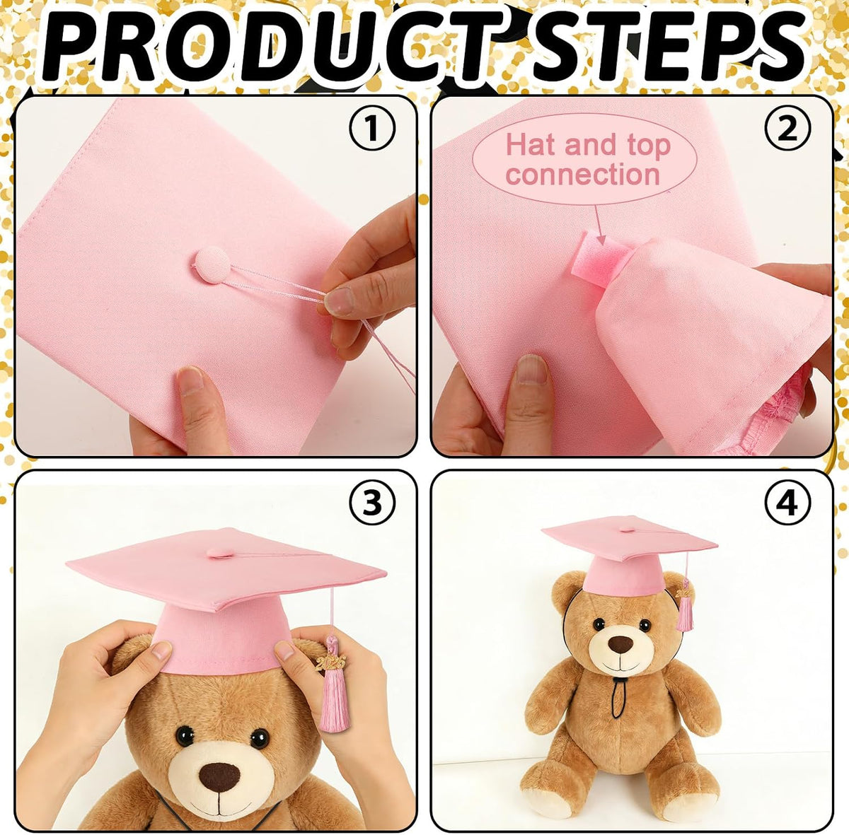 Small dog wearing pink julmelon graduation hat 2026